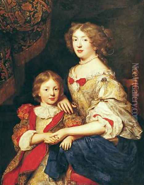 A Woman and her Son Oil Painting - Pierre Mignard