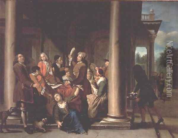 Figures Singing on a Terrace Oil Painting - Jan Josef, the Elder Horemans
