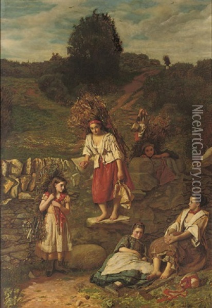 The Faggot Gatherers Oil Painting - William Baxter Collier Fyfe