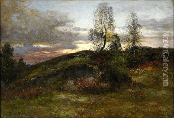 Skymningslandskap Oil Painting - Johan Severin Nilsson