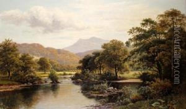 River Scene In North Wales Oil Painting - Thomas Spinks