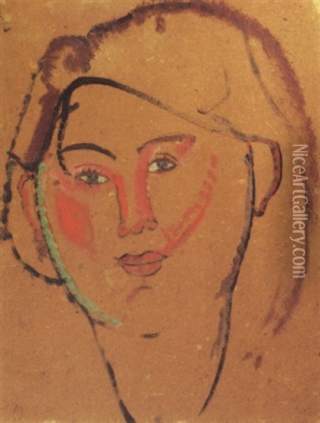 Tete De Jeune Fille Oil Painting - Amedeo Modigliani