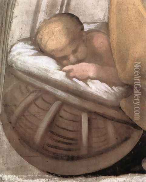 Hezekiah - Manasseh - Amon (detail-2) 1511-12 Oil Painting - Michelangelo Buonarroti