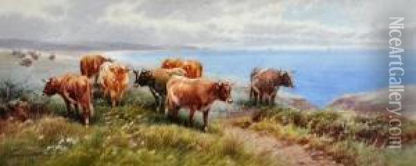The Coast Near Thurlestone, South Devon Oil Painting - Thomas, Tom Rowden