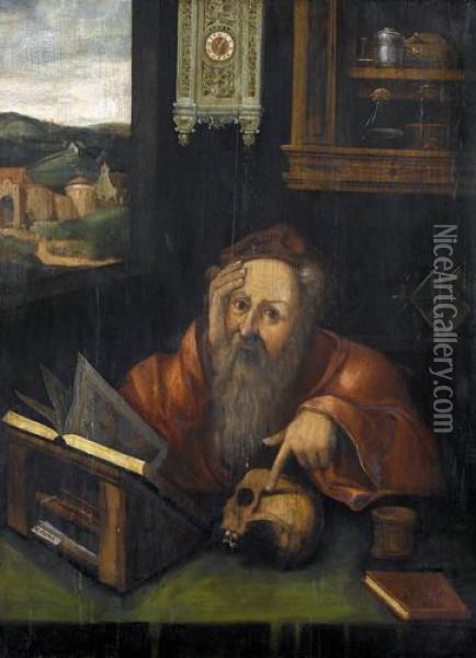 Der Heilige Hieronymus Im Gehaus Oil Painting - Joos Van Cleve
