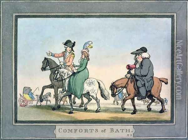 The Morning Ride, plate 5 from Comforts of Bath, 1798 Oil Painting - Thomas Rowlandson