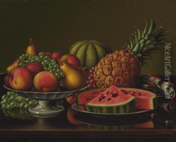 Still Life With Fruit Oil Painting - Levi Wells Prentice