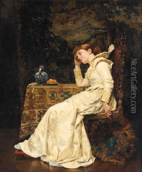 A Moment's Reflection Oil Painting - William A. Breakspeare