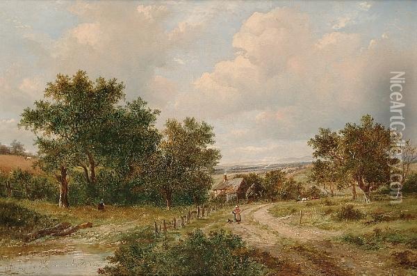 A Country Lane Oil Painting - Joseph Thors