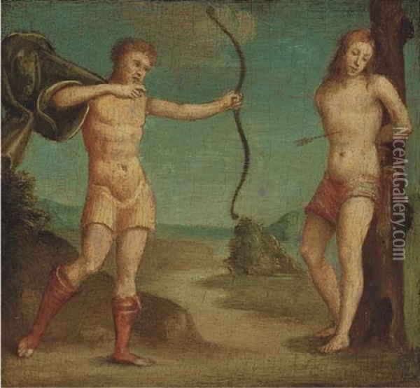 The Martyrdom Of Saint Sebastian Oil Painting - Giovanni Caroto