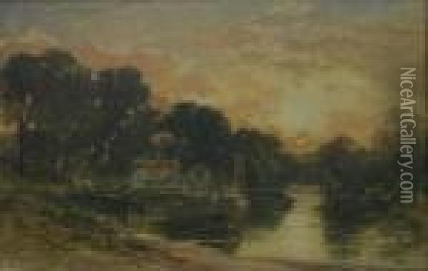 The Old Mill, Sunset Oil Painting - Samuel Bough