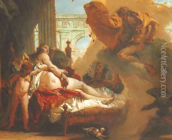 Jupiter Appearing to Danae (Giove appare to Danae) Oil Painting - Giovanni Battista Tiepolo