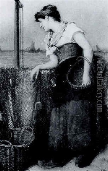 Fisher Girl Awaiting The Catch Oil Painting - Haynes King