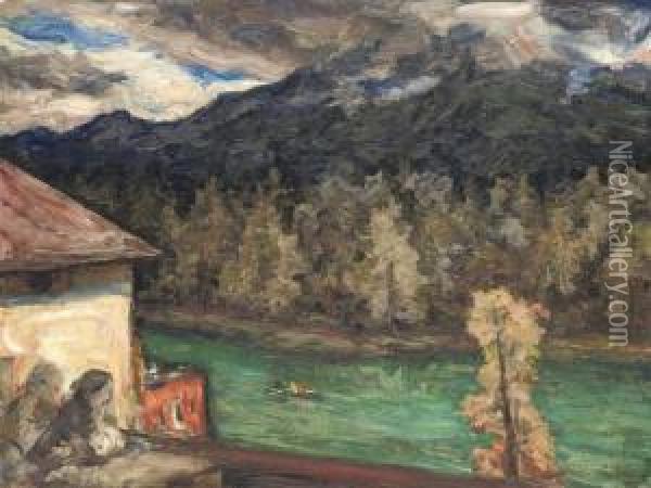 View On The Badersee Oil Painting - Leonid Ossipovich Pasternak