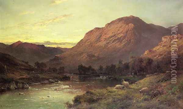 A Salmon River in Scotland Oil Painting - Alfred de Breanski