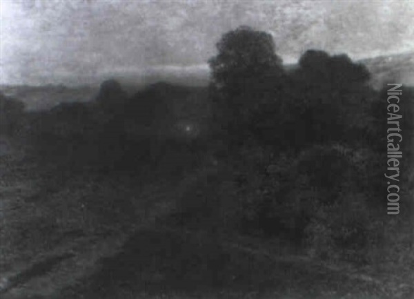 Landschaft Mit Bauerngehoft Bei Nacht Oil Painting - Robert Scheffer