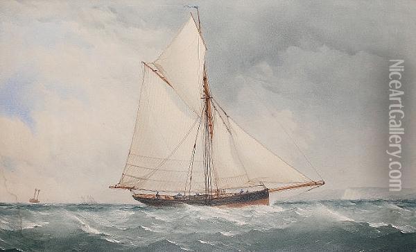 A Cutter Off The Kent Coast Oil Painting - Charles, Taylor Snr.