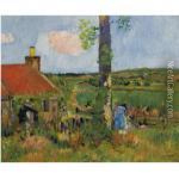 Cottage Garden, Fife Oil Painting - George Leslie Hunter