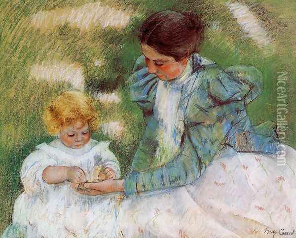 Mother Playing With Her Child Oil Painting - Mary Cassatt