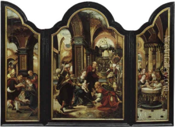 Die Anbetung Der Heiligen Drei Konige Oil Painting - Pieter Coecke van Aelst the Elder