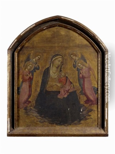 La Vierge D'humilite Entouree D'anges Oil Painting - Agnolo di Taddeo Gaddi