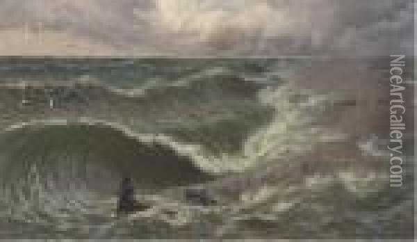 'a Coming Storm', Ebb-tide On The Goodwin Sands Oil Painting - Thomas Rose Miles