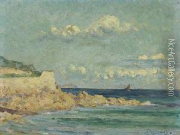 Rocks At Sea Oil Painting - Emile Alfred Dezaunay