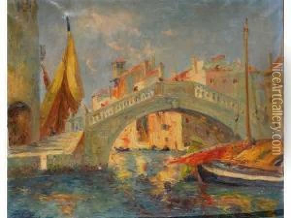 Venise, Le Pont Du Rialto Oil Painting - Francois Nicot