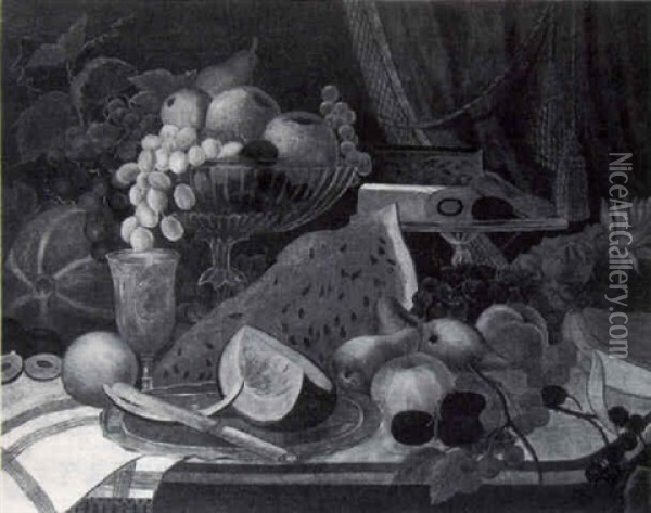 Still Life With Fruit Oil Painting - Thomas Wightman