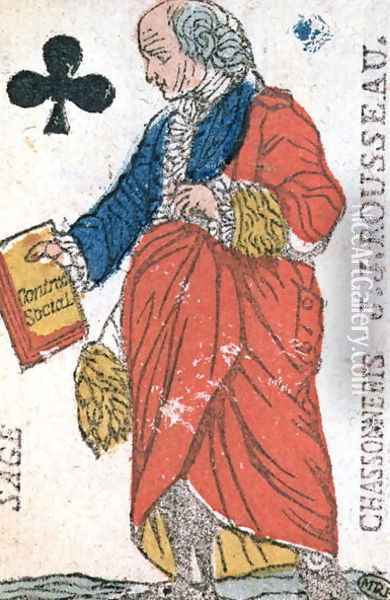 Playing card depicting Jean-Jacques Rousseau (1712-78) 1793 Oil Painting - Chassoneris