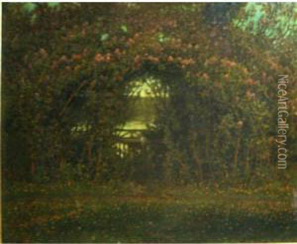 Garden Arch In Bloom Oil Painting - Anshelm Schultzberg