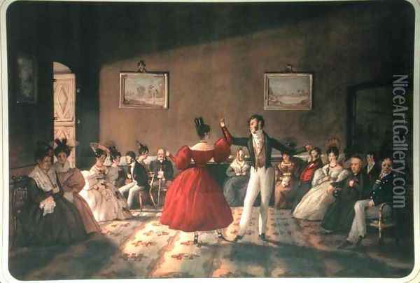 Dance in a Salon in Buenos Aires, c.1831 Oil Painting - Domenico Pellegrini