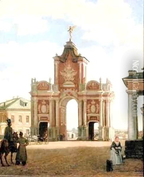 The Red Gate in Moscow Oil Painting - Karl-Fridrikh Petrovich Bodri