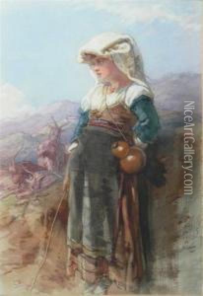The Little Goatherder Oil Painting - Guido Bach