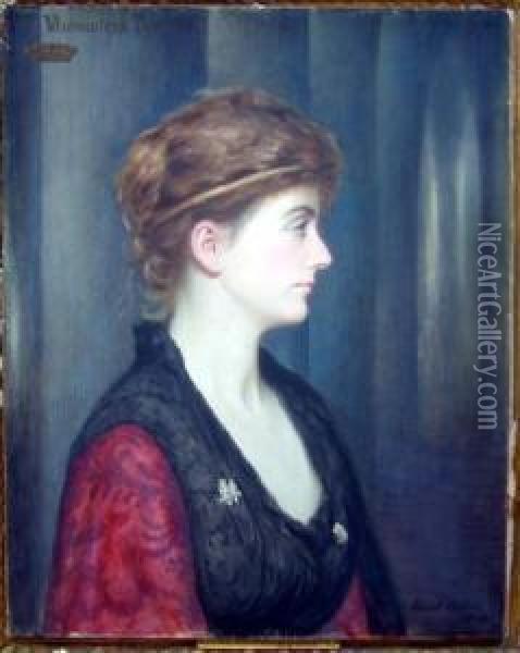 'lilian, Countess Of Cromartie' Signed And Dated 1884 25.5 X 20.5in Oil Painting - Edward Clifford