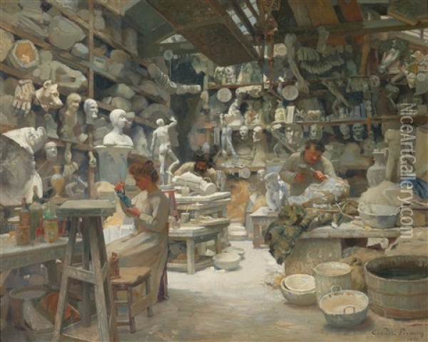 The Studio Of Caster Sadaune Oil Painting - Claude Firmin