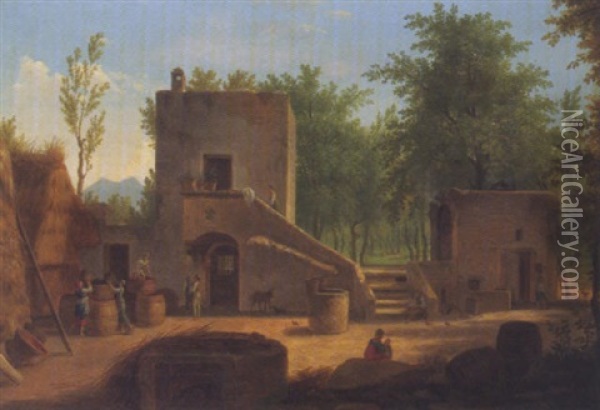 Italian Farmhouse Oil Painting - Jean-Jacques De Boissieu
