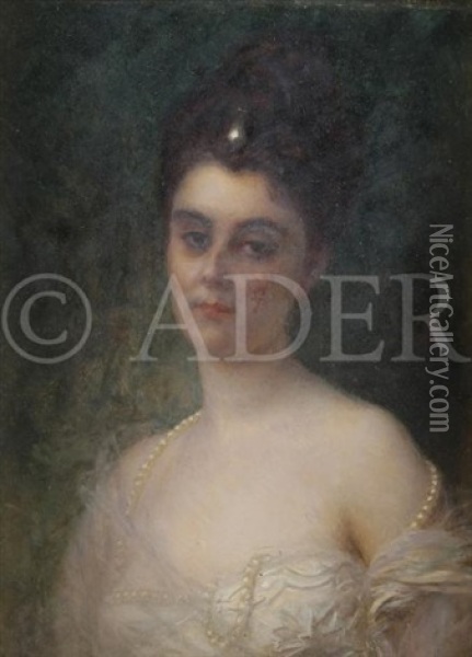 Portrait De Femme De Trois-quarts, 1897 Oil Painting - Jules Hebert