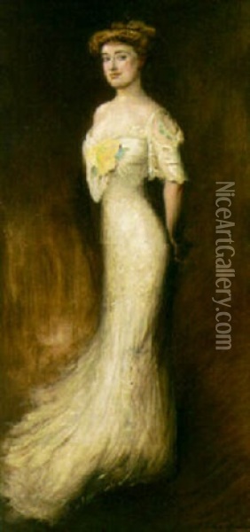 An Elegant Beauty Full-length Oil Painting - Antonio De La Gandara
