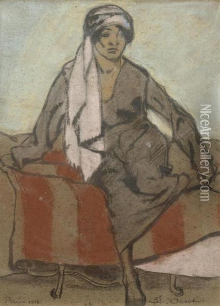 Seated Woman Oil Painting - Albert Sebastian Oesch