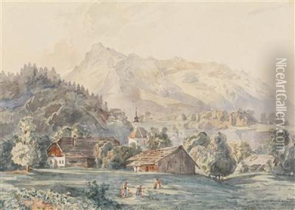The Village Gnigl Near Salzburg Oil Painting - Franz Barbarini
