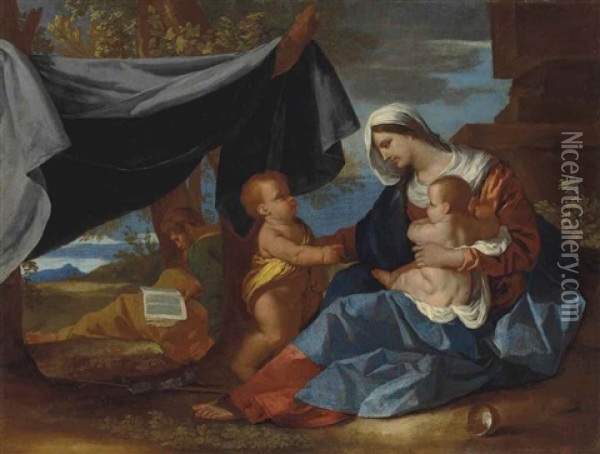 The Holy Family With The Infant Saint John The Baptist Oil Painting - Nicolas Poussin