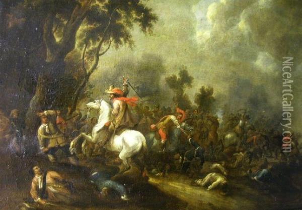 Battle Scene Oil Painting - Ambrogio Stefano Di Borgognone