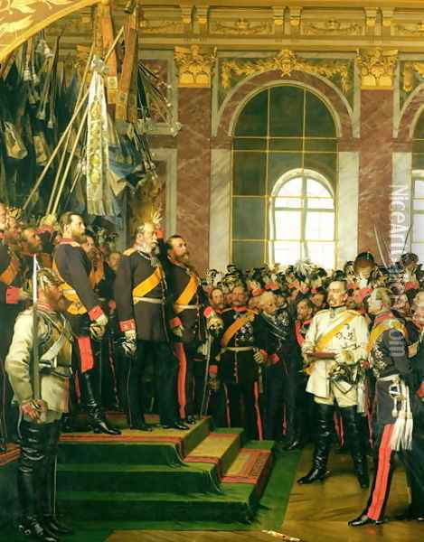 The Proclamation of Wilhelm as Kaiser of the new German Reich, in the Hall of Mirrors at Versailles on 18th January 1871, painted 1885 Oil Painting - Anton Alexander von Werner