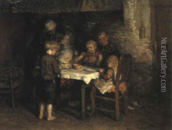 Supper In The Cottage Oil Painting - Bernardus Johannes Blommers