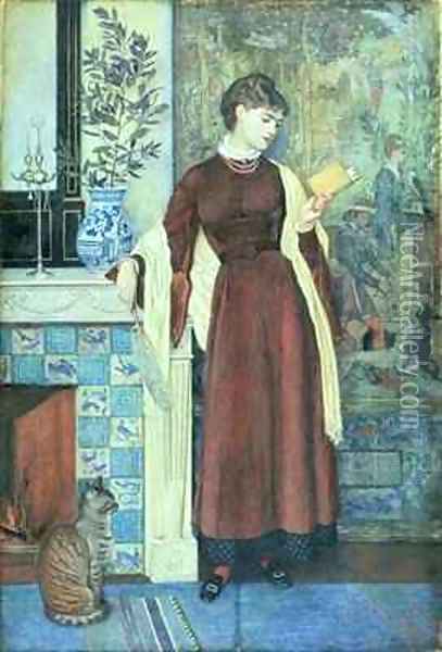 At Home A Portrait Oil Painting - Walter Crane