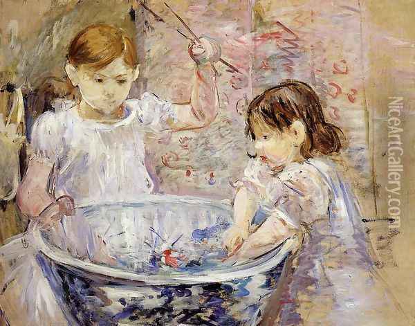 Children With A Bowl Oil Painting - Berthe Morisot