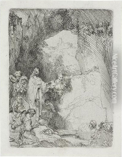 The Raising Of Lazarus: Small Plate. Oil Painting - Rembrandt Van Rijn