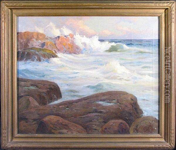 A Rocky Coast Oil Painting - Jack Wilkinson Smith