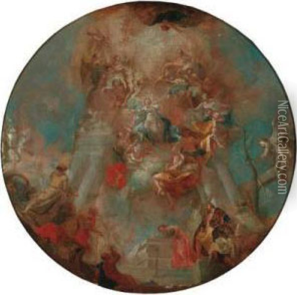 The Assumption Of The Virgin - A Modello For A Dome Oil Painting - Franz Anton Maulbertsch